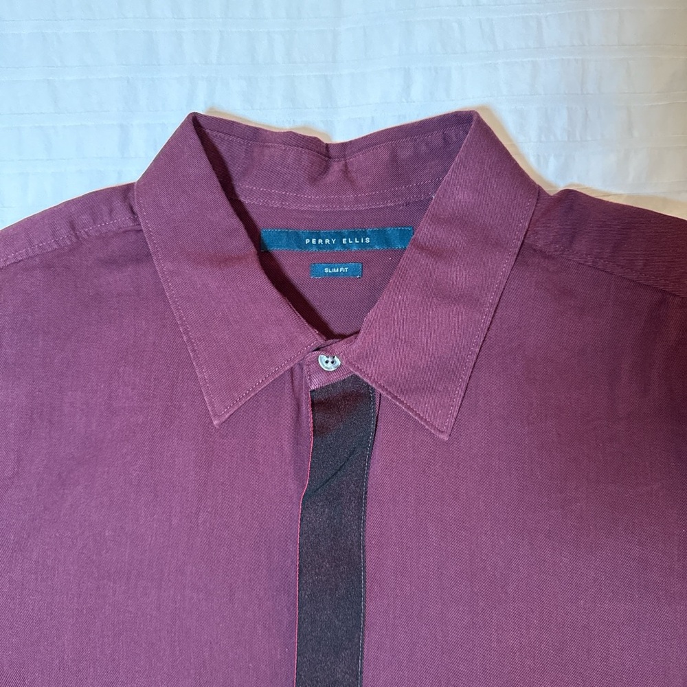 Perry Ellis Men's Maroon Dress Shirt